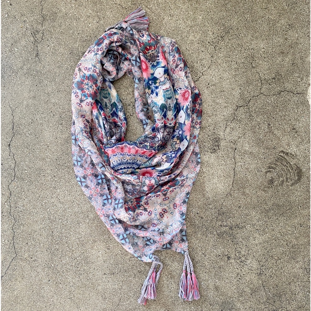 JOHNNY WAS SILK TASSEL SCARF